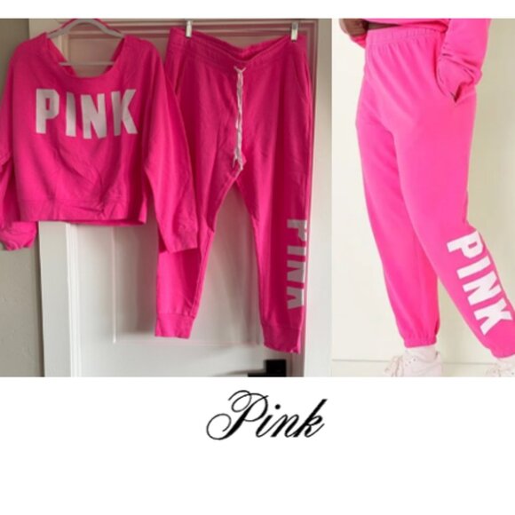 VICTORIA’S SECRET OFF THE SHOULDER LONG SLEEVE TOP & FLEECE JOGGER SET - NWOT - Picture 1 of 14
